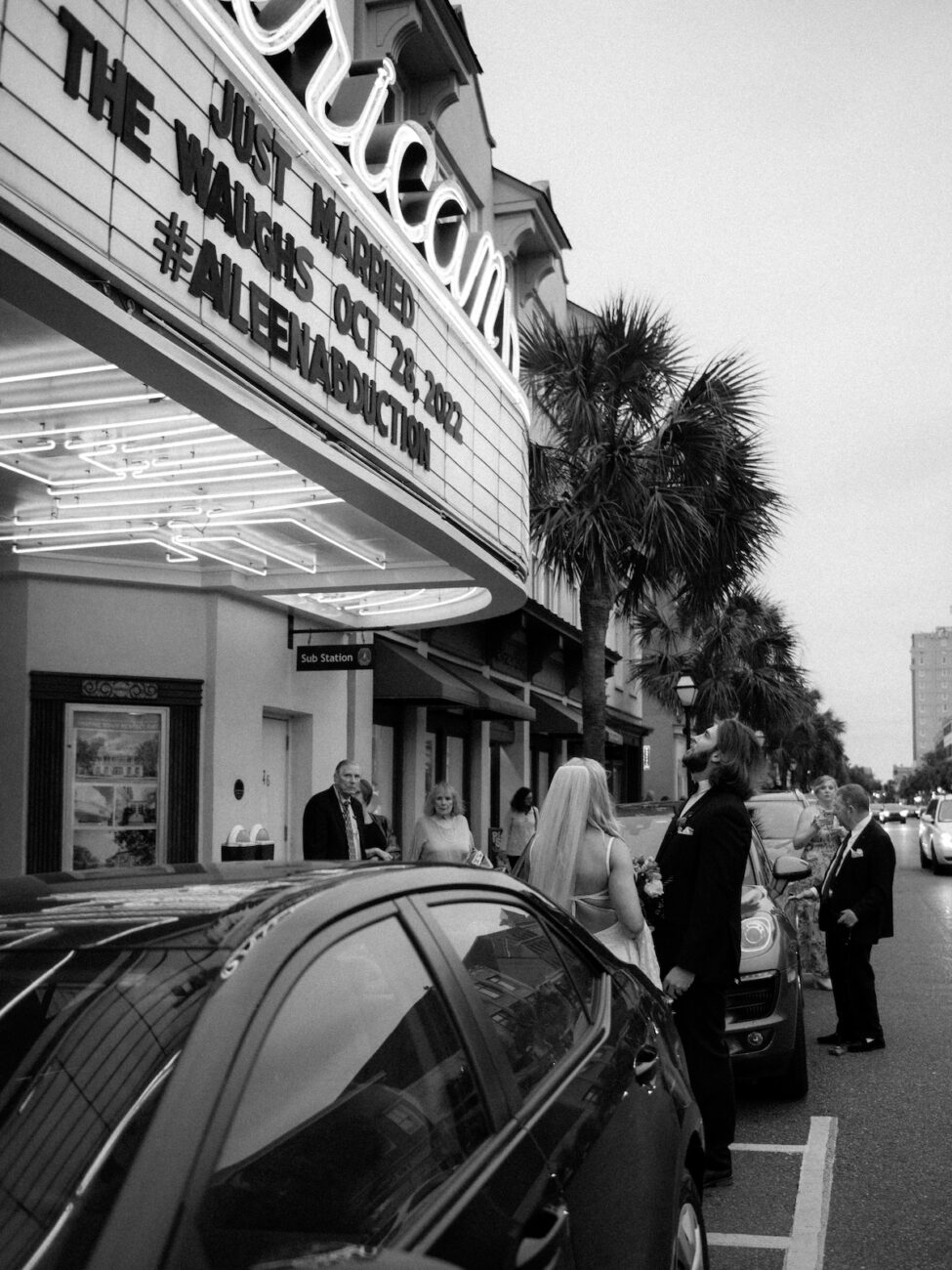 wedding announcement in a marquee